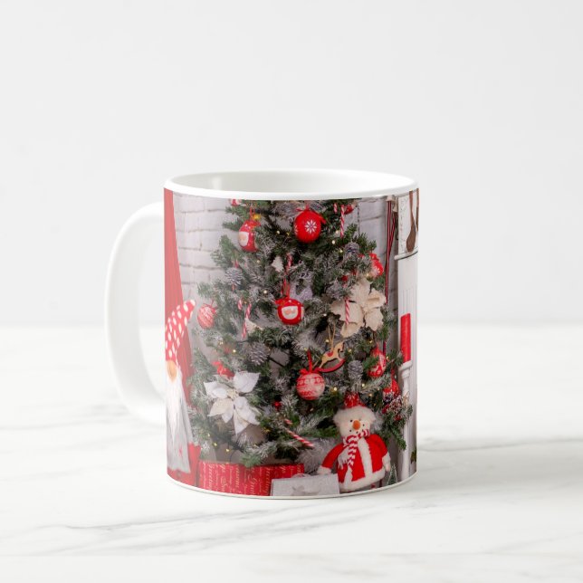 Frohe Weihnachtsdekorationen Kaffeetasse (Vorderseite Links)