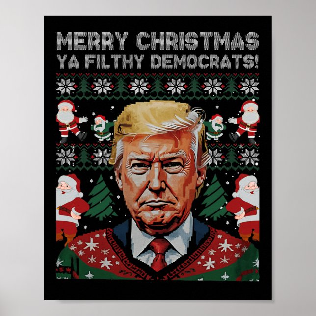 Frohe Weihnachtsdemokraten Filthy Ya Funny Xmas Poster (Vorne)