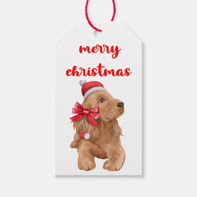 Frohe Weihnachtsdoggie Geschenkanhänger (Vorderseite)