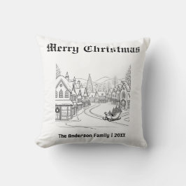 Frohe Weihnachtsdörfer Schneeszene Custom Holiday Kissen