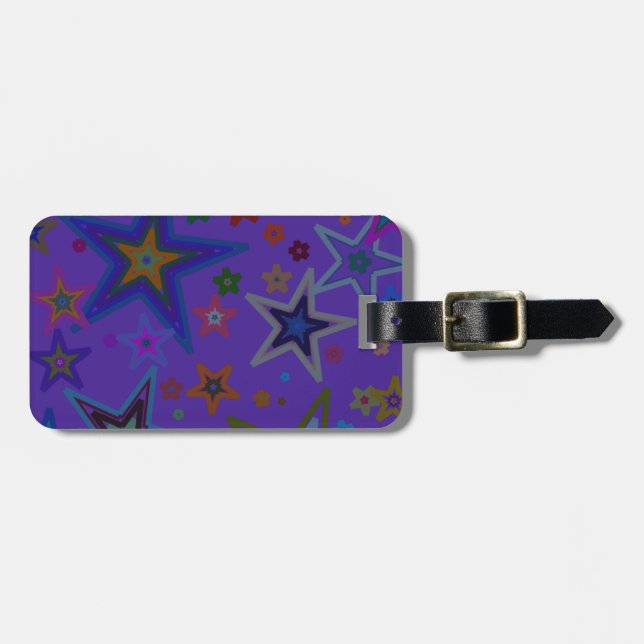 Frohe Weihnachtsdunkel Lila, Stars Heaven Star Gepäckanhänger (Vorderseite horizontal)