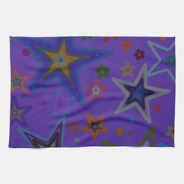 Frohe Weihnachtsdunkel Lila, Stars Heaven Star Handtuch (Horizontal)