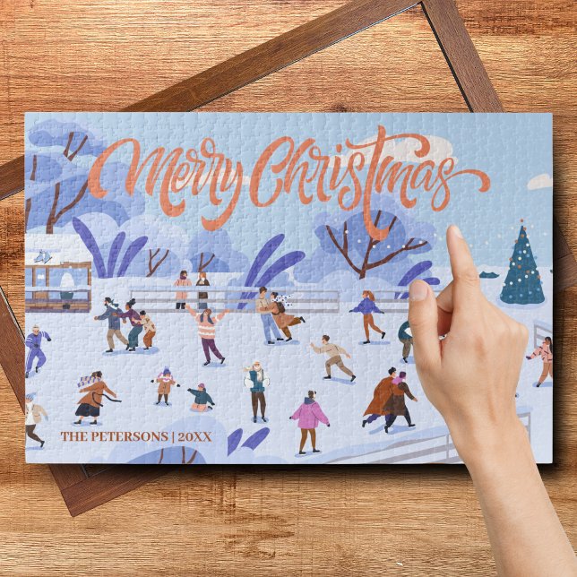 Frohe Weihnachtseis Skaten Winter Magic Family Puzzle (Von Creator hochgeladen)