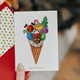Frohe Weihnachtseis Waffle Cone Dessert Feiertagskarte
