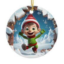 Frohe Weihnachtself genießt den Winter.