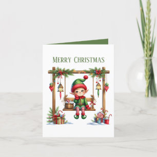 Frohe Weihnachtself hinzufügen Feiertagskarte