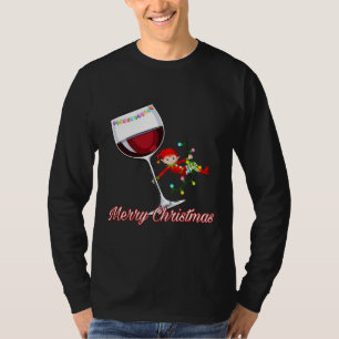 Frohe Weihnachtself schwingen auf Weihnachtslicht T-Shirt