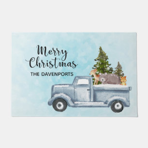 Frohe Weihnachtsfahrt mit Niedlichen Tieren Fußmatte