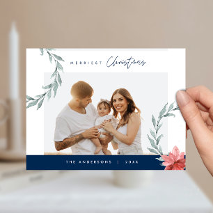 Frohe Weihnachtsfamilie Foto, Aquarellbrand Postkarte