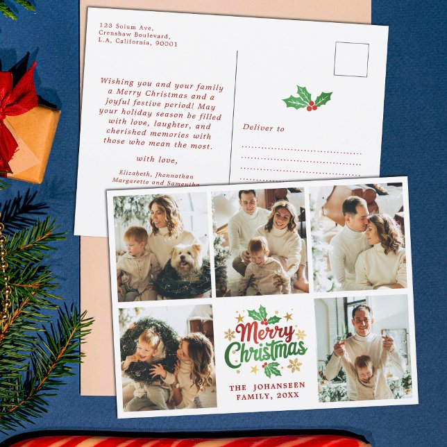 Frohe Weihnachtsfamilie Foto Collage Festival Berr Postkarte (Von Creator hochgeladen)