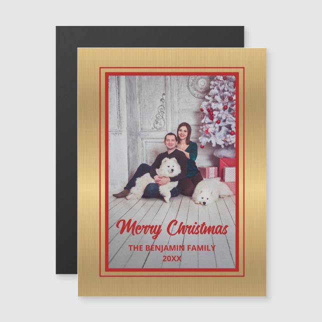 Frohe Weihnachtsfamilie Foto Custom Magnetic Card Magnetkarte (Vorne/Hinten)