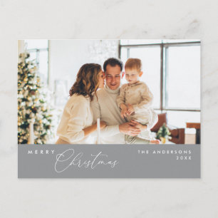 Frohe Weihnachtsfamilie Foto, Dunkelgrau Postkarte