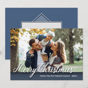Frohe Weihnachtsfamilie Foto Elegant Modernes Blau Karte