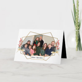 Frohe Weihnachtsfamilie Foto Goldener Rahmen Feiertagskarte