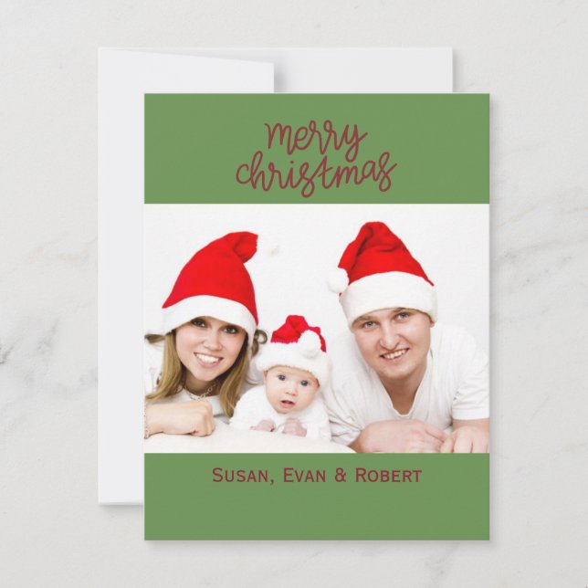 Frohe Weihnachtsfamilie Foto mit Namen (Vorderseite)