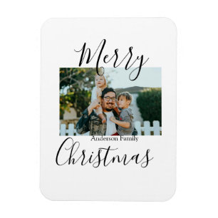Frohe Weihnachtsfamilie Foto modern und elegant ru Magnet