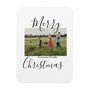 Frohe Weihnachtsfamilie Foto modern und elegant ru Magnet