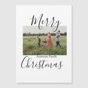 Frohe Weihnachtsfamilie Foto modern und elegant ru Magnetkarte