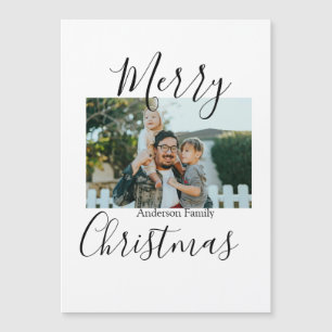 Frohe Weihnachtsfamilie Foto modern und elegant ru Magnetkarte