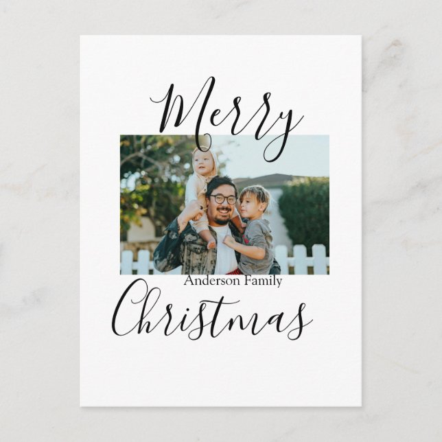 Frohe Weihnachtsfamilie Foto modern und elegant ru Postkarte (Vorderseite)