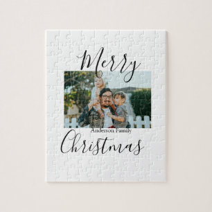 Frohe Weihnachtsfamilie Foto modern und elegant ru Puzzle