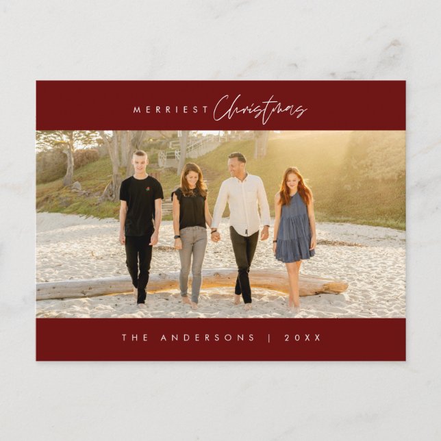 Frohe Weihnachtsfamilie Foto, Modernes Minimalisti Postkarte (Vorderseite)