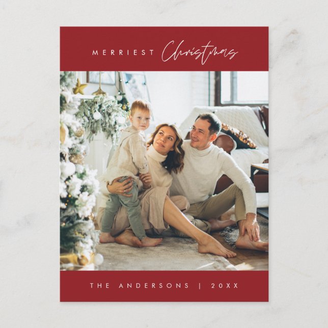 Frohe Weihnachtsfamilie Foto, Modernes Minimalisti Postkarte (Vorderseite)