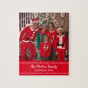Frohe Weihnachtsfamilie Foto Personalisiert Puzzle