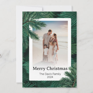 Frohe Weihnachtsfamilie Foto Pine Tree Feiertagskarte
