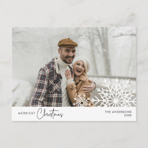 Frohe Weihnachtsfamilie Foto, Schneeflocken Postkarte