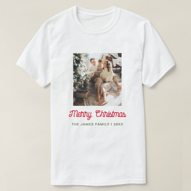Frohe Weihnachtsfamilie Foto T-Shirt (Design vorne)