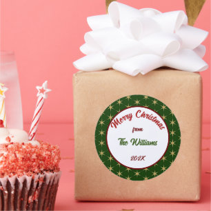 Frohe Weihnachtsfamilie Golden stars Runder Aufkleber