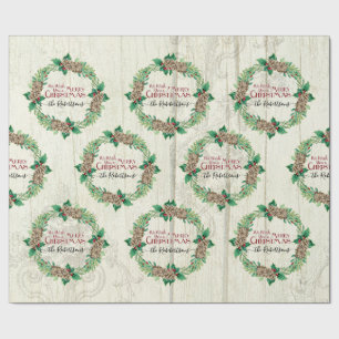 Frohe Weihnachtsfamilie Kiefer Köche Bauernhof Geschenkpapier