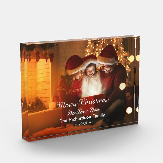 Frohe Weihnachtsfamilie Liebe Custom Fotoblock (Links)