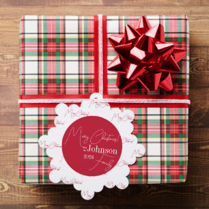 Frohe Weihnachtsfamilie Modernes Rot Ornament Karte