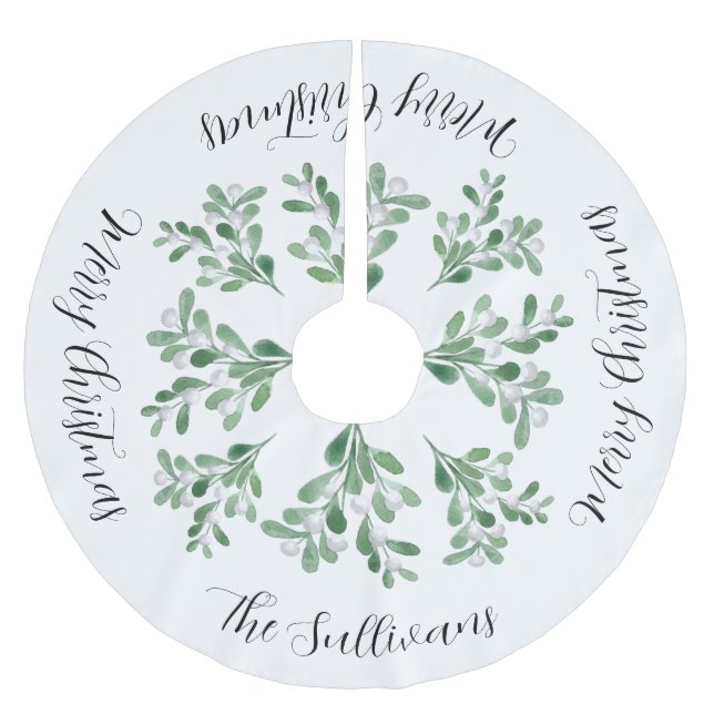 Frohe Weihnachtsfamilie Name Mistletoe Polyester Weihnachtsbaumdecke (Vorderseite)