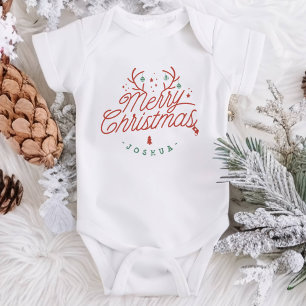 Frohe Weihnachtsfamilie Name Reindeer Holiday Baby Strampler