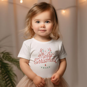 Frohe Weihnachtsfamilie Name Reindeer Holiday Baby T-shirt