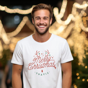 Frohe Weihnachtsfamilie Name Reindeer Holiday T-Shirt