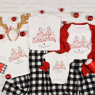 Frohe Weihnachtsfamilie Name Reindeer Holiday T-Shirt
