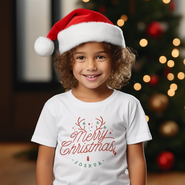 Frohe Weihnachtsfamilie Name Reindeer Holiday T-Shirt (Merry Christmas Family Name Reindeer Holiday T-Shirt)