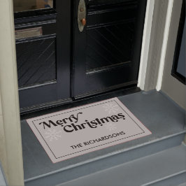 Frohe Weihnachtsfamilie Name Snowflakes Grau Fußmatte