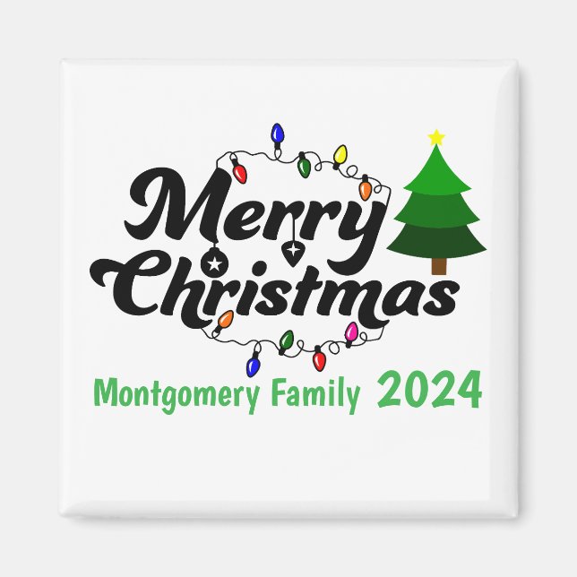 Frohe Weihnachtsfamilie Personalisiert Magnet (Vorne)