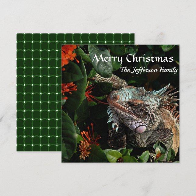 Frohe Weihnachtsfamilie Pet Iguana Custom Card (Vorne/Hinten)