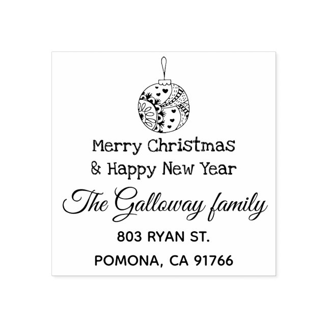 Frohe Weihnachtsfamilie Rücksendeadresse Gummistempel (Prägung)