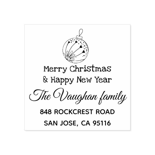 Frohe Weihnachtsfamilie Rücksendeadresse Gummistempel (Prägung)