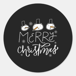 Frohe Weihnachtsfamilie Snowman Weihnachten Weihna Runder Aufkleber