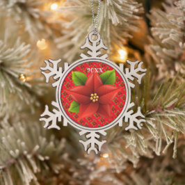 Frohe Weihnachtsfamilie und erste Schneeflocken Zinn-Ornament