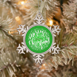 Frohe Weihnachtsfamilie und erste Schneeflocken Zinn-Ornament