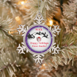 Frohe Weihnachtsfamilie und erste Schneeflocken Zinn-Ornament